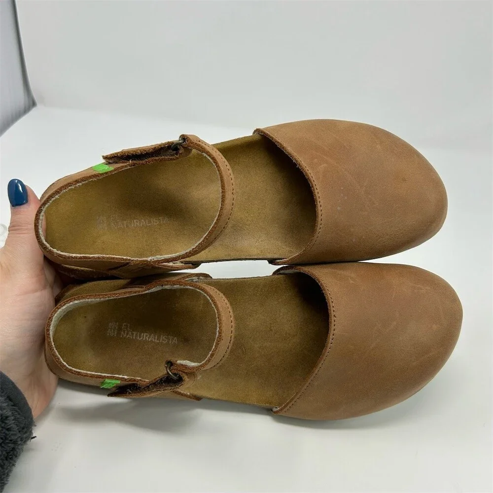 El Naturalista Brown Mary Jane Slingback Closed Toe Sandals Womens EU 37 (US 7) - Picture 10 of 13